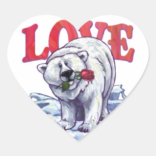 Sticker Cœur Ours polaire Saint Valentin