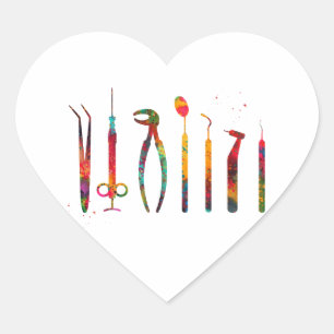 Sticker Cœur Outils de dentiste
