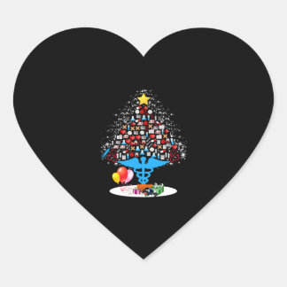 Sticker Cœur Outils Médicales Arbre de Noël Funny Nurse Noël