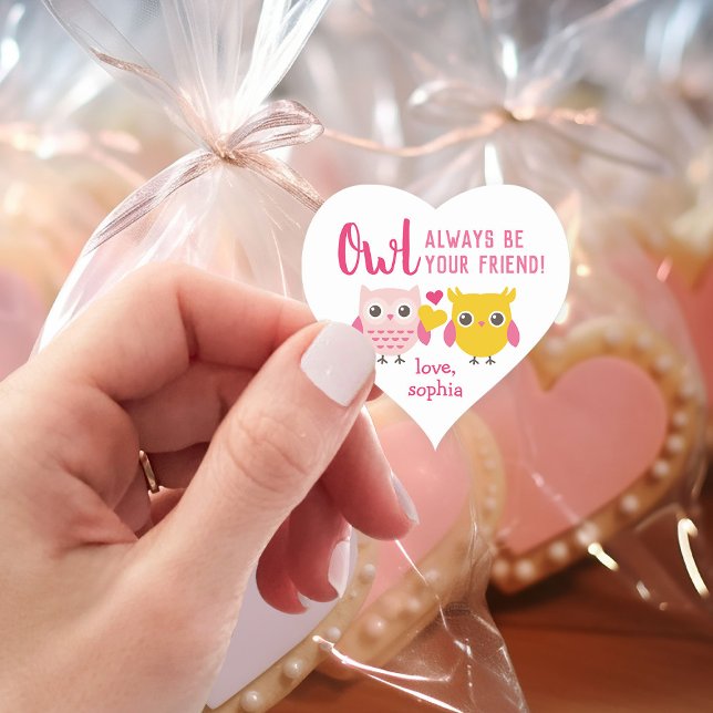 Sticker Cœur Owl Soyez toujours votre ami Enfants Saint Valenti (Créateur téléchargé)