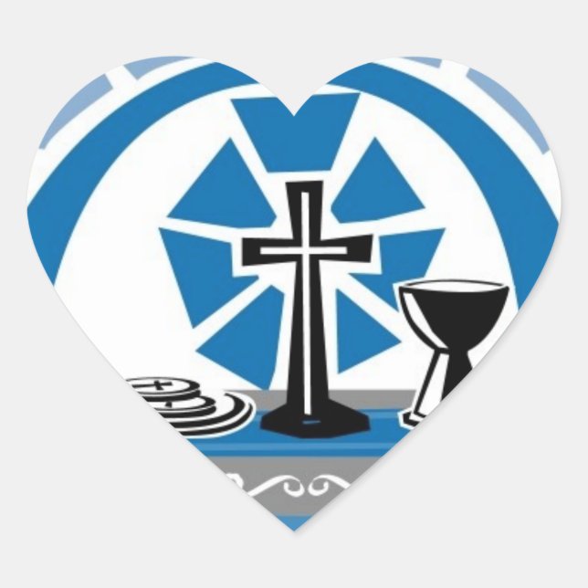 Sticker Cœur Page Communion Bleue Accent Coeurs Mariages (Devant)