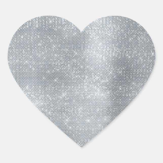 Sticker Cœur Paillettes Argentées Brillantes et Rêveuses (Devant)