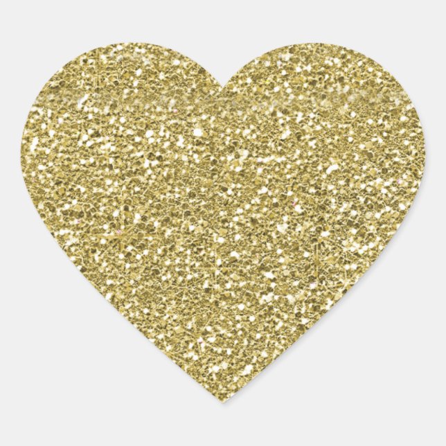 Sticker Cœur Paillettes de faux or Glam (Devant)