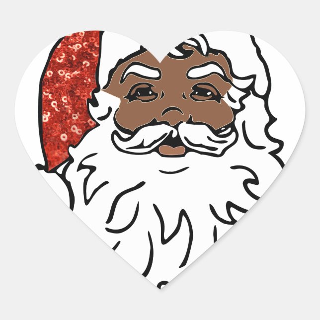 Sticker Cœur paillettes noir santa claus (Devant)