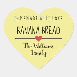 Sticker Cœur pain à la banane fait maison avec amour jaune