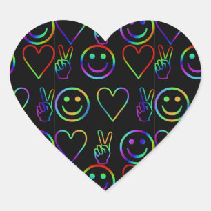STICKER CŒUR PAIX, AMOUR ET BONHEUR