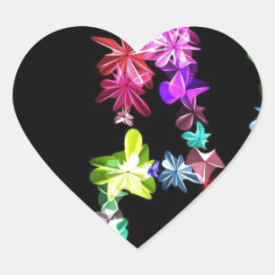 Sticker Cœur "PAIX" dans l'art des fleurs Imprimer