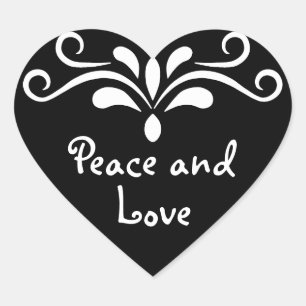 Sticker Cœur Paix et amour positif coeur noir mignon personnali