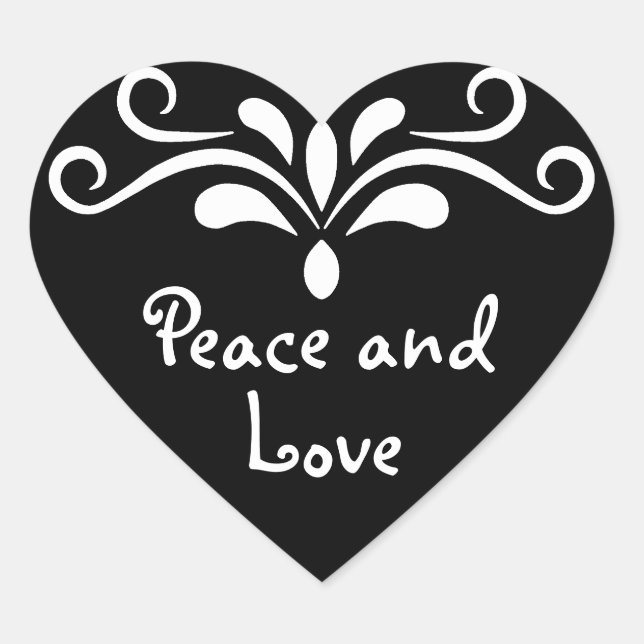 Sticker Cœur Paix et amour positif coeur noir mignon personnali (Devant)