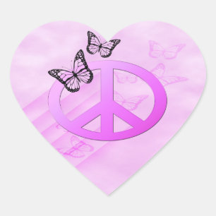 Sticker Cœur Paix rose