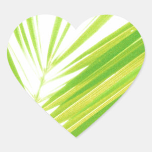 Sticker Cœur Pale Green Pastel Palm Feuilles