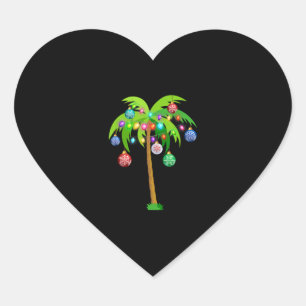Sticker Cœur Palm Tree Feux de Noël Plage amusante été