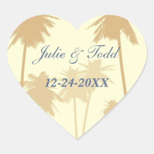 Sticker Cœur Palmiers Tumbelweed Mariage tropical