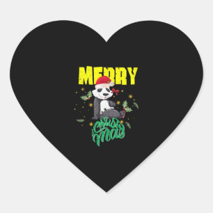 Sticker Cœur Panda de Noël