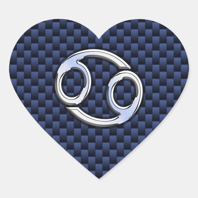 Sticker Cœur Panneau cancéreux Zodiac Navy Blue Carbon Fiber Pr (Devant)