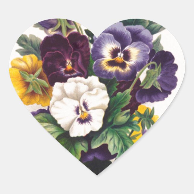 Sticker Cœur Pansies (Devant)
