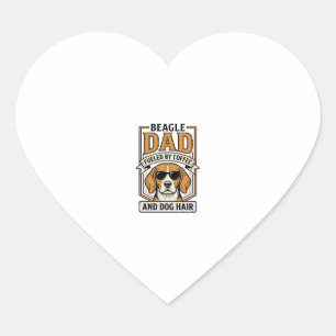 Sticker Cœur Papa Beagle alimenté par le café et le maillot de
