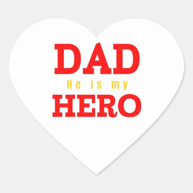 Sticker Cœur Papa C'est mon héros (Devant)