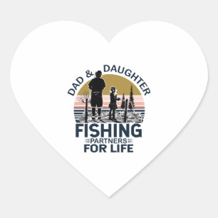 Sticker Cœur Papa Et Fille Partenaires De Pêche À Vie