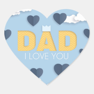 Sticker Cœur Papa, je t'aime, fête des pères cadeau