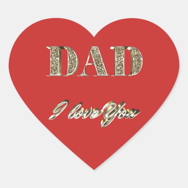 Sticker Cœur Papa Je T'Aime Gold Sparkles Typographie (Devant)
