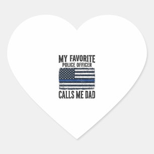 Sticker Cœur Papa officier de police ligne bleue mince vecteur