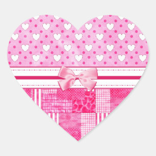 Sticker Cœur Papier à rapaces rose Fille Style Country