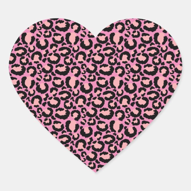 Sticker Cœur Papier Cheetah rose (Devant)