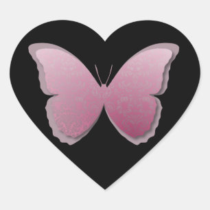 Sticker Cœur Papillon à dentelle (mauve)