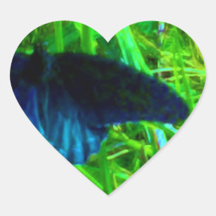 Sticker Cœur papillon bleu néon vert clair arrière - plan