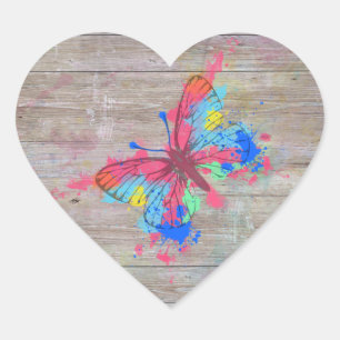 Sticker Cœur Papillon mignon frais de cru d'éclaboussures de