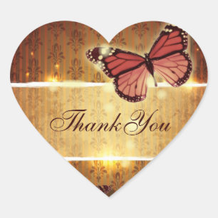 Sticker Cœur papillon romantique mariage de automne merci