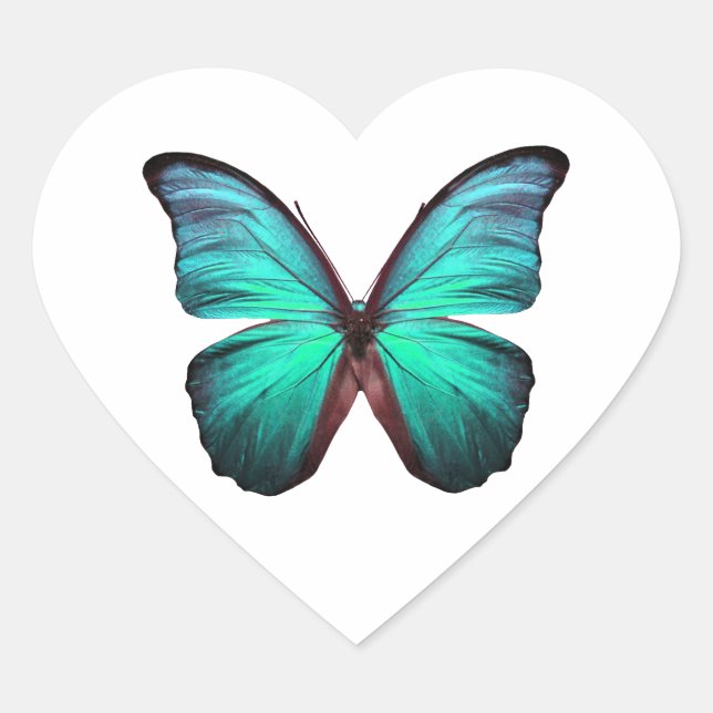 Sticker Cœur Papillon Turquoise brillant (Devant)