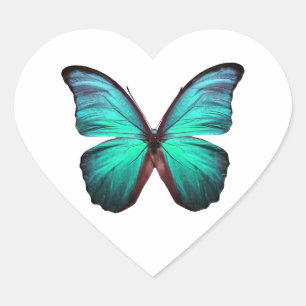 Sticker Cœur Papillon Turquoise lumineux