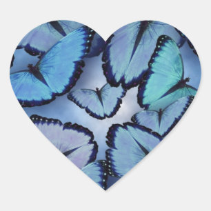 Sticker Cœur Papillons bleus de Morpho