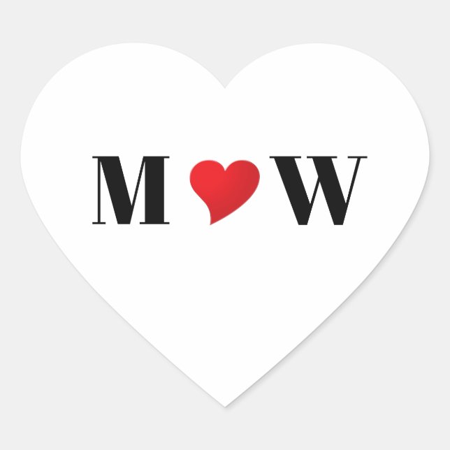 Sticker Cœur Paraphes monogramme du couple de coeur rouge migno (Devant)