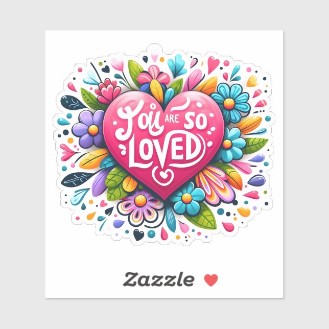 Sticker Coeur parmi les fleurs inspire l'amour (Feuille)