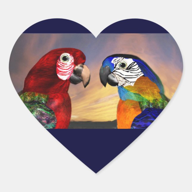 STICKER CŒUR PARROTS HYPER / COEUR ARABE ROUGE ET BLEU (Devant)