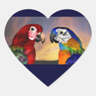 STICKER CŒUR PARROTS HYPER / COEUR ARABE ROUGE ET BLEU
