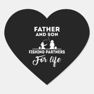 Sticker Cœur Partenaires de pêche père et fils