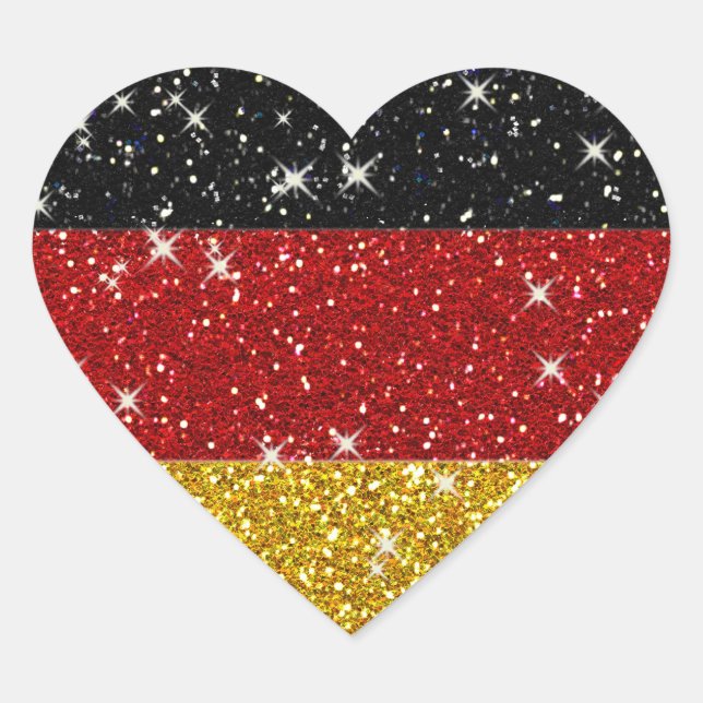 Sticker Cœur Parties scintillant Allemagne Drapeau avec étincel (Devant)