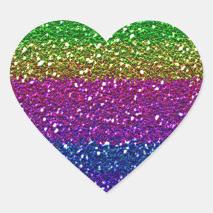 Sticker Cœur Parties scintillant arc-en-ciel