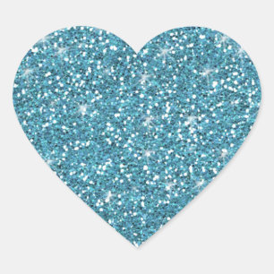 Sticker Cœur Parties scintillant bleue imprimée