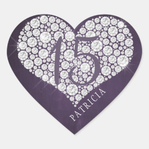 Sticker Cœur Parties scintillant carreau coeur prune pourpre qu