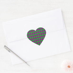 Sticker Cœur Parties scintillant de diamants violet et vert