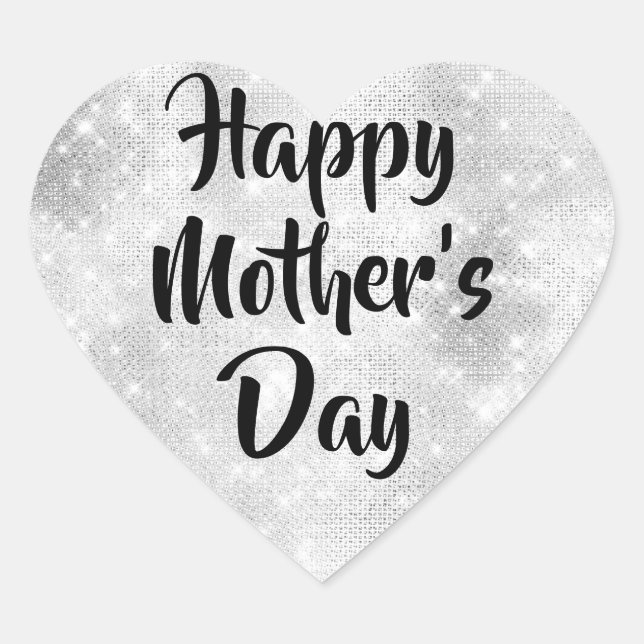 Sticker Cœur Parties scintillant Diamond Happy Mère's Day Heart (Devant)