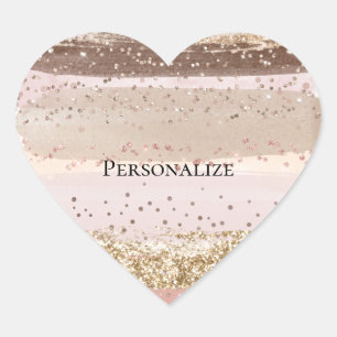 Sticker Cœur Parties scintillant d'or au chocolat rose Rose
