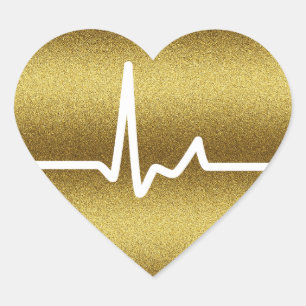 Sticker Cœur Parties scintillant d'or battements cardiaques