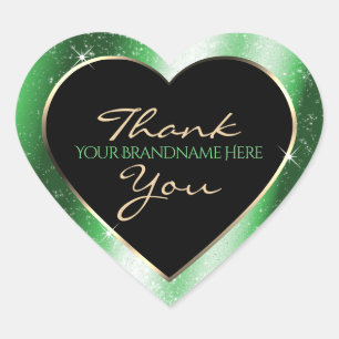 Sticker Cœur Parties scintillant Emerald Green Sparkle Merci de