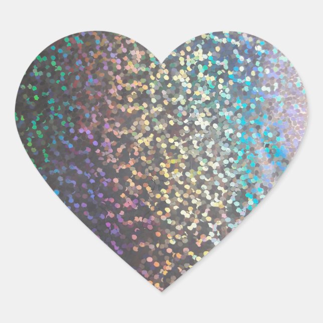 Sticker Cœur Parties scintillant étincelante confetti multicoul (Devant)